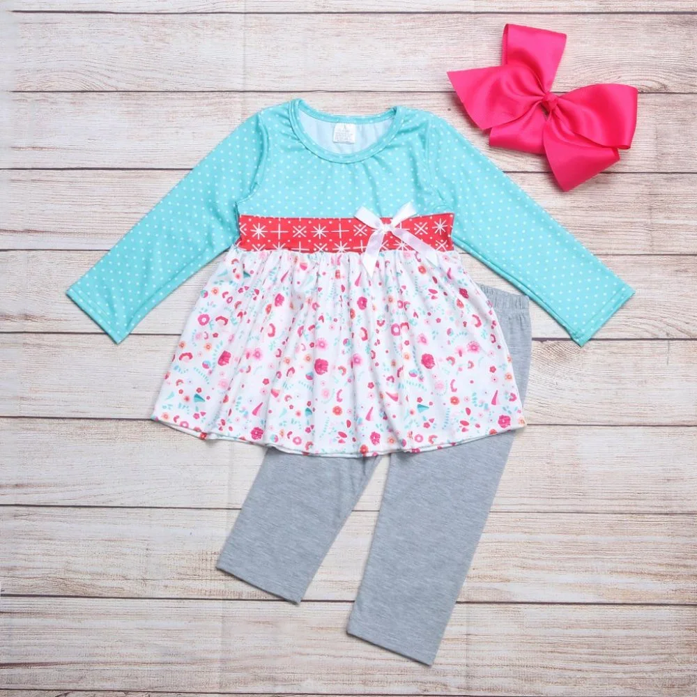 Boutique Girls Floral Tunic Dress & Leggings Outfit Set